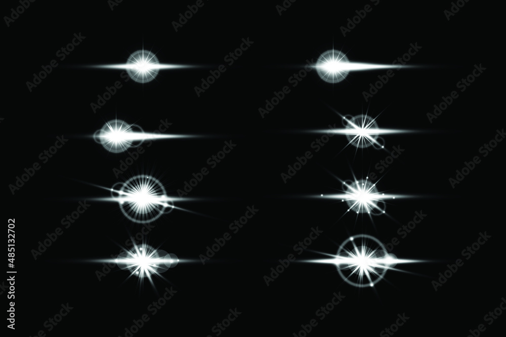 Set of transparent  light lens flares Premium transparent eps
