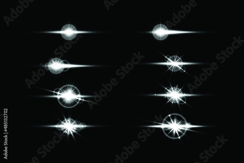 Set of transparent  light lens flares Premium transparent eps