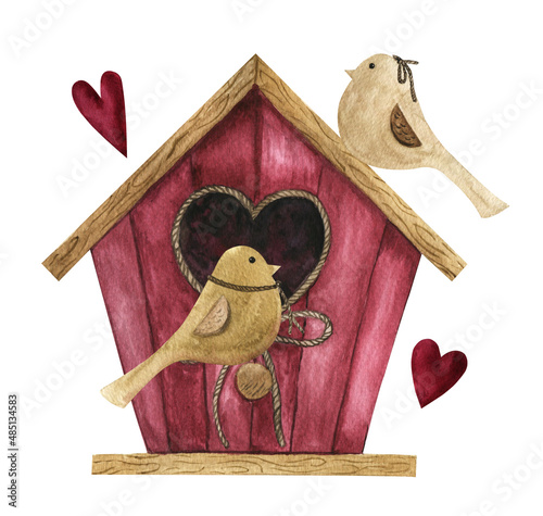 Canvas Print Watercolor composition for valentine's day