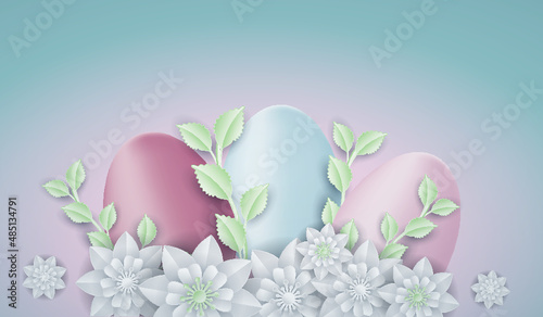 Happy Easter Postcard with Eggs and Flowers paper craft