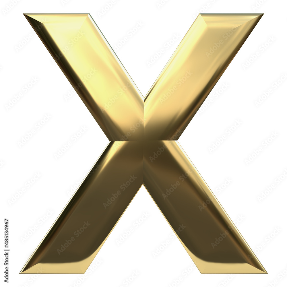 Gold Letter illustration 3D metal X Gold Letter illustration 3D metal X