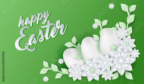 Happy Easter Postcard with Eggs and Flowers paper craft