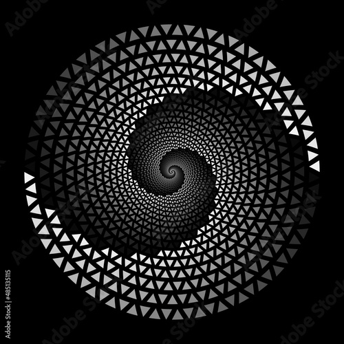 Abstract dotted vector background. Halftone effect with triangles. Spiral dotted background or icon. Yin and yang style