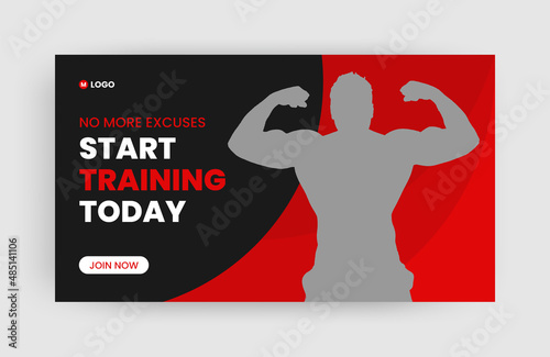 fitness workout youtube channel thumbnail and web banner
