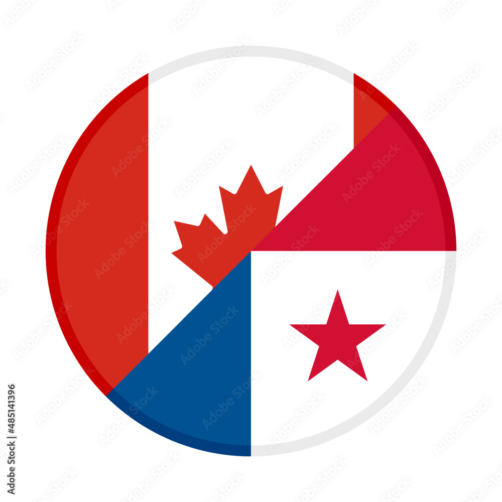 round icon with canada and panama flags. vector illustration isolated on white background