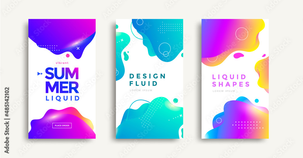 Liquid color covers set. Fluid gradients banner design. Modern design posters. Vector illustration
