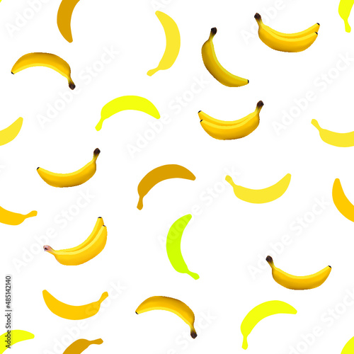 Seamless pattern, bananas on a white background. Beautiful background for your designs, wallpapers, fabrics, textiles and more.