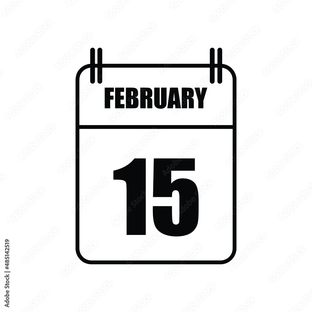 Outline February 15 Calendar Icon Vector Illustration . Date , Day Of Mouth	