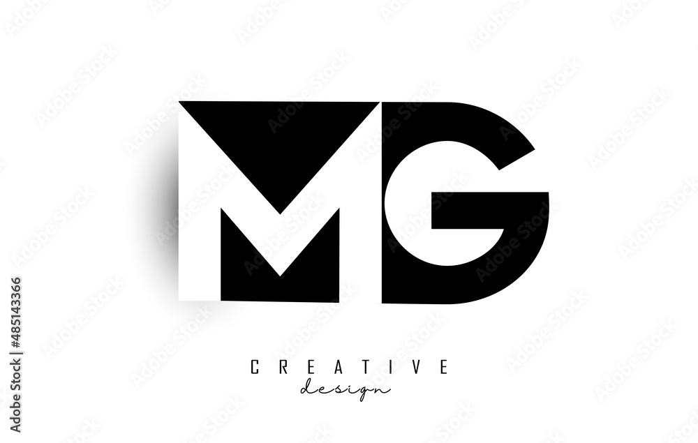 Mg Letters Logo With Negative Space Design. Letter With Geometric 