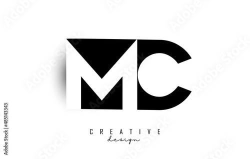 MC letters Logo with negative space design. Letter with geometric typography. Creative Vector Illustration with letters.