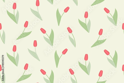 delicate floral pattern seamless endless with tulips flat vector illustration that can be used for lining, inner packaging, wrapping paper