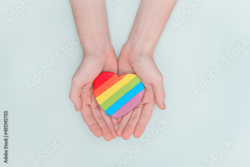 Valentine's Day, colorful gingerbread in the palms.