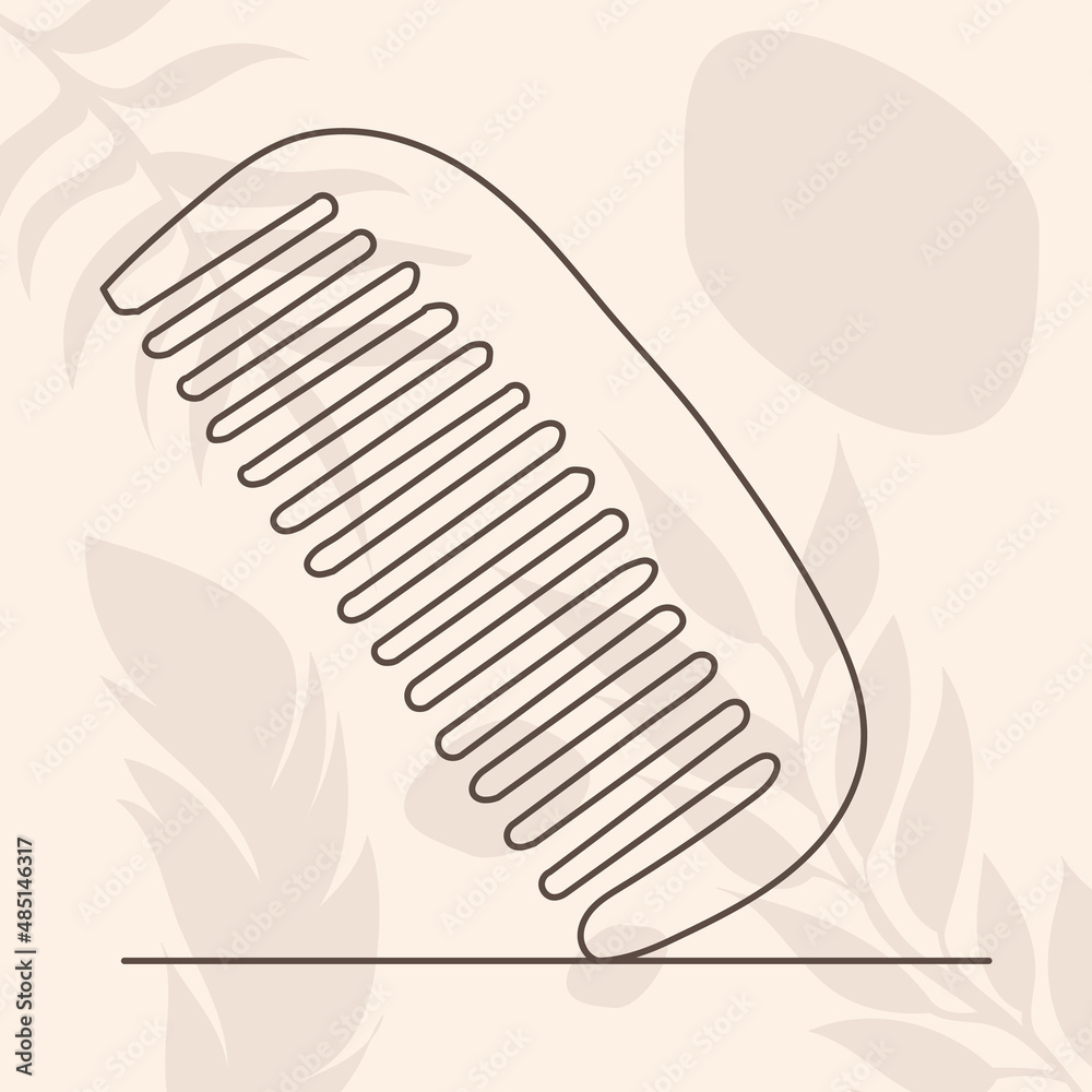 comb in one line, contour on an abstract background comb in one line, contour on an abstract background