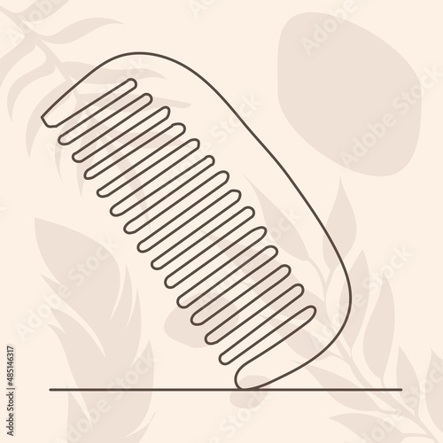 comb in one line, contour on an abstract background