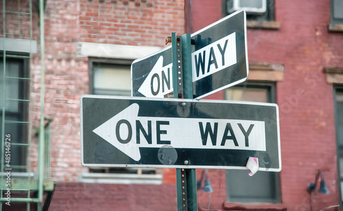 One way street sign in Manhattan, New York