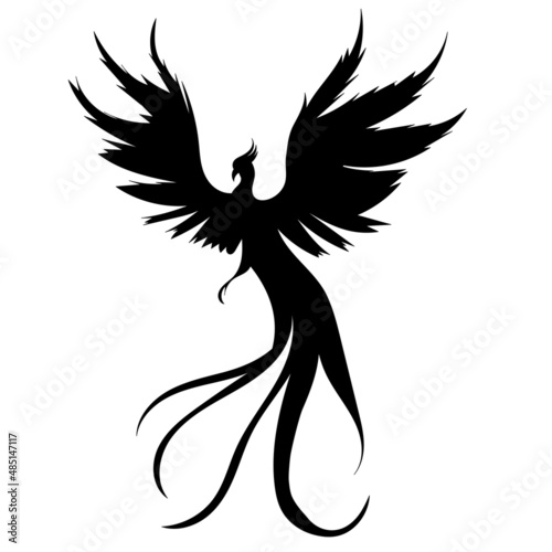 phoenix bird silhouette ,on white background, vector