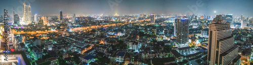 Bangkok  Thailand - January 5  2020  Bangkok night aerial view.