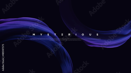 Premium neon light dark background with sophisticated colored fabric and flowing graphic elements. Mystic shadow wallpaper for poster, banner, website, flyer, presentation etc. Vector illustration EPS