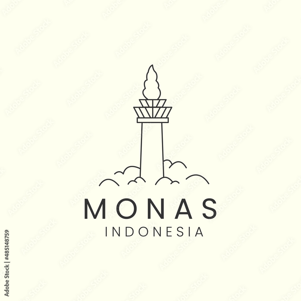 monas indonesia cloud minimalist line art logo icon template vector design monas indonesia cloud minimalist line art logo icon template vector design