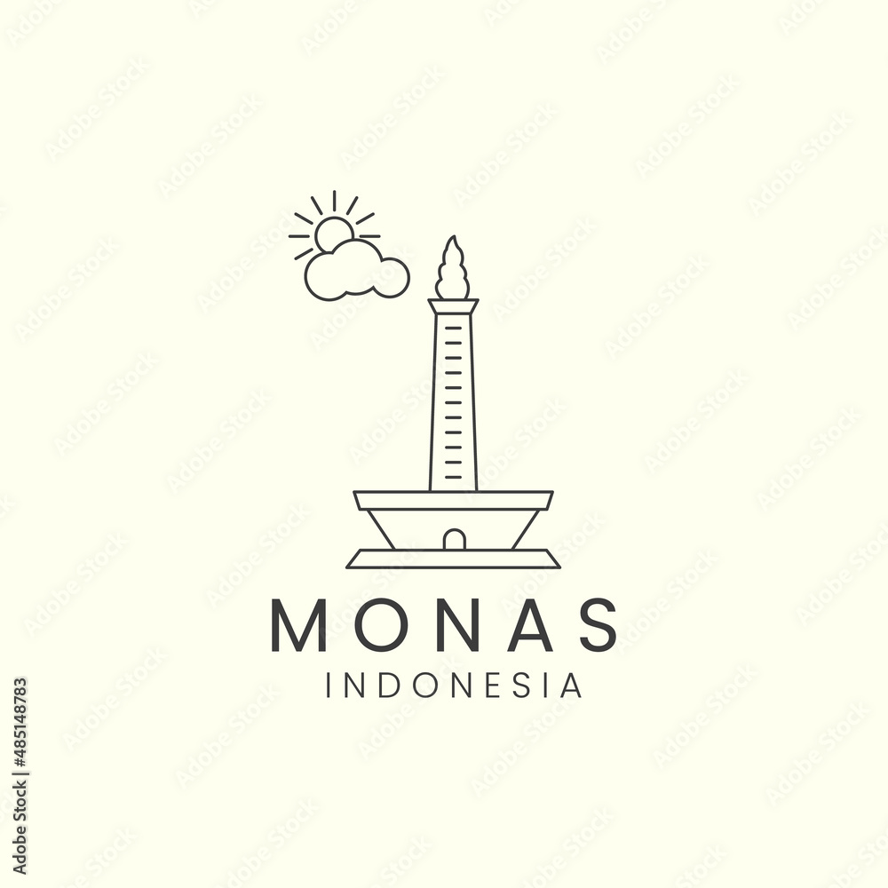 monas indonesia sun simple line art logo icon template vector design monas indonesia sun simple line art logo icon template vector design
