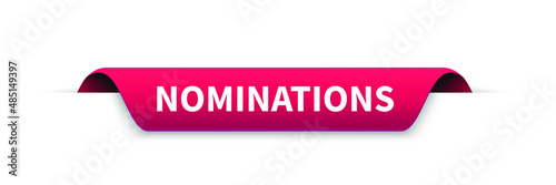 Nominations red banner. Sticker design template with Nominations text. Vector EPS 10. Isolated on white background. photo