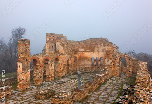 The Agios Achilleios Basilica (10th century), Agios Achilleios islet, Mikri Prespa lake, Florina prefecture, Macedonia, Greece. photo