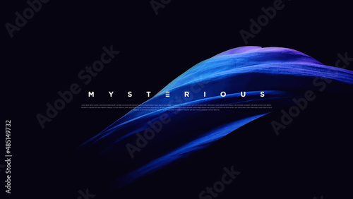 Premium neon light dark background with sophisticated colored fabric and flowing graphic elements. Mystic shadow wallpaper for poster, banner, website, flyer, presentation etc. Vector illustration EPS