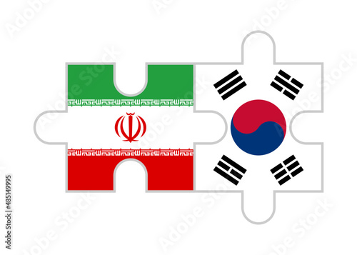 puzzle pieces of iran and south korea flags. vector illustration isolated on white background