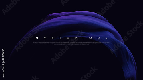 Premium neon light dark background with sophisticated colored fabric and flowing graphic elements. Mystic shadow wallpaper for poster, banner, website, flyer, presentation etc. Vector illustration EPS