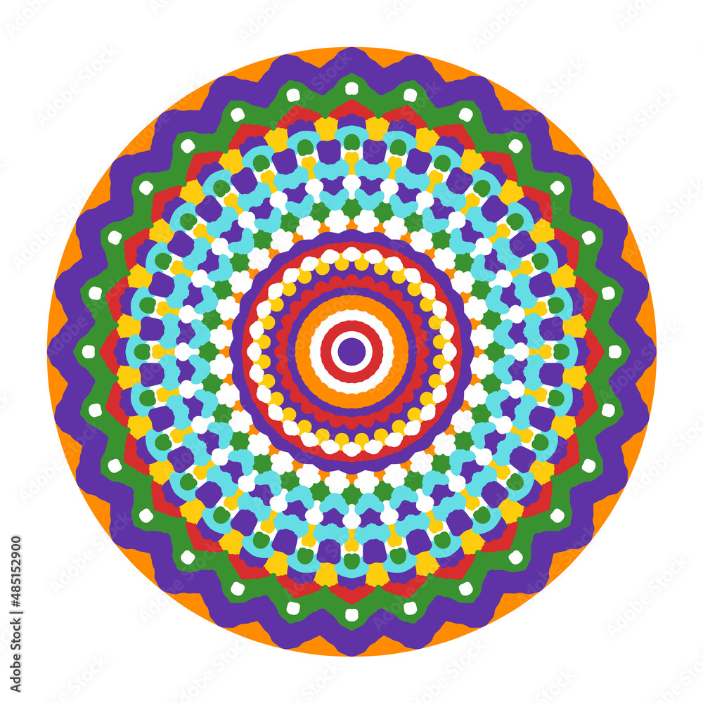 Colored Mandala - Hand Drawn Vector Art
