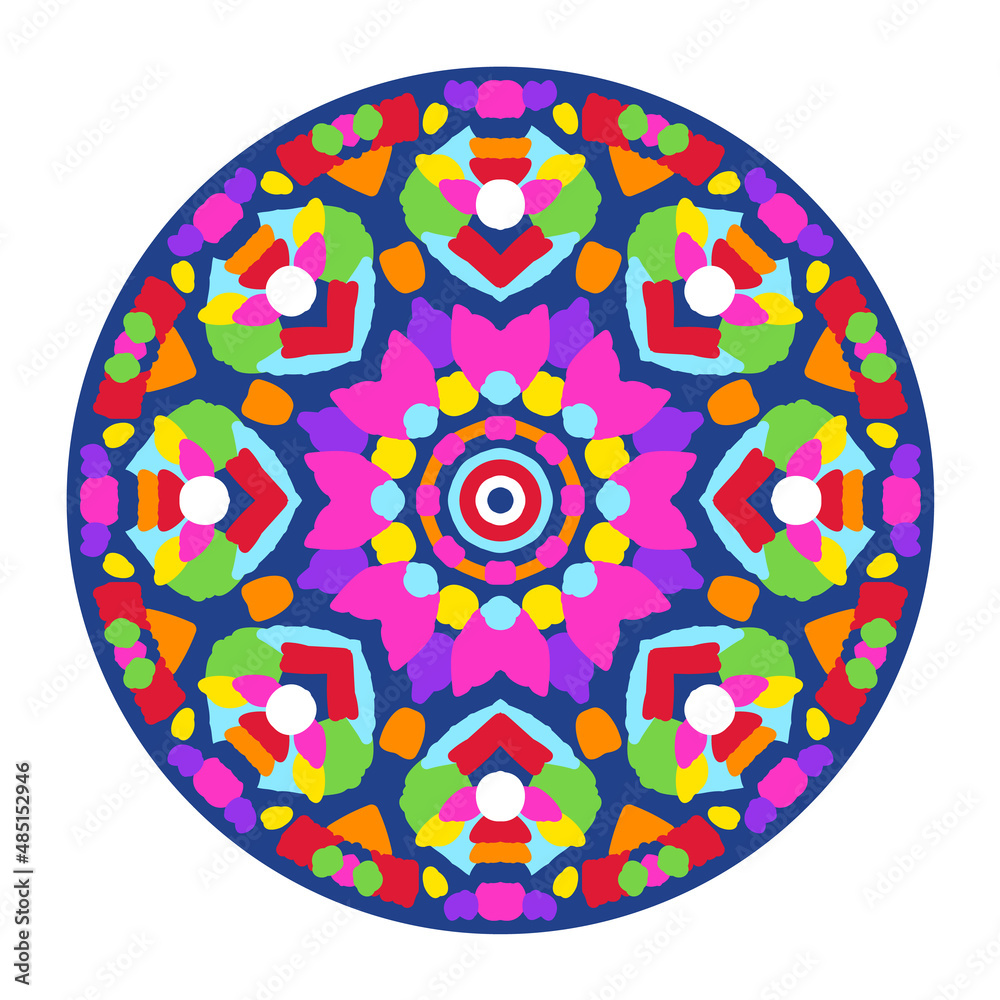 Colored Mandala - Hand Drawn Vector Art