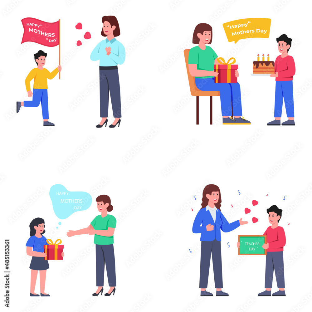 Pack of Women's Day Event Flat Illustrations