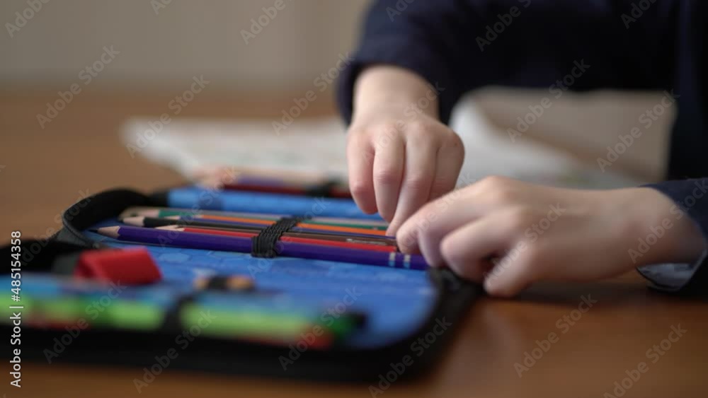 Preschool kid drawing at home. Hobby concept Preschool kid drawing at home. Hobby concept