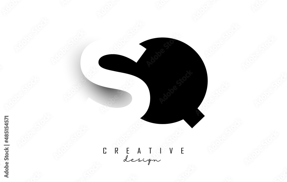 SQ letters Logo with negative space design and shadow. Letter with geometric typography. Creative Vector Illustration with letters. SQ letters Logo with negative space design and shadow. Letter with geometric typography. Creative Vector Illustration with letters.