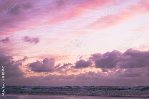 Pink clouds at sunset over the Washington Coast