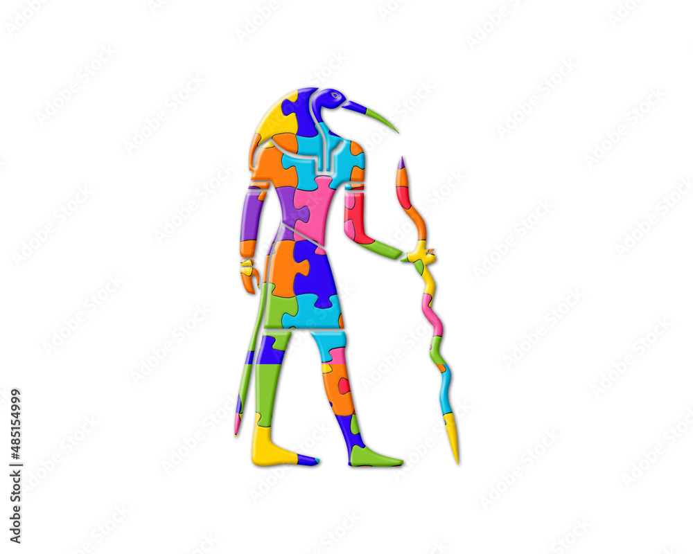 Thoth Egyptian God Jigsaw Puzzle Icon Logo illustration