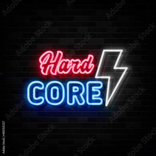 hard core neon sign. neon symbol