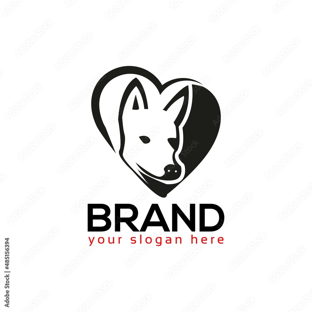 Dog love logo vector. Flat design. Vector Illustration on white background.