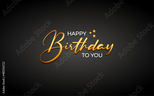Canvas Print Happy birthday background template with golden lettering and editable 3d text ef