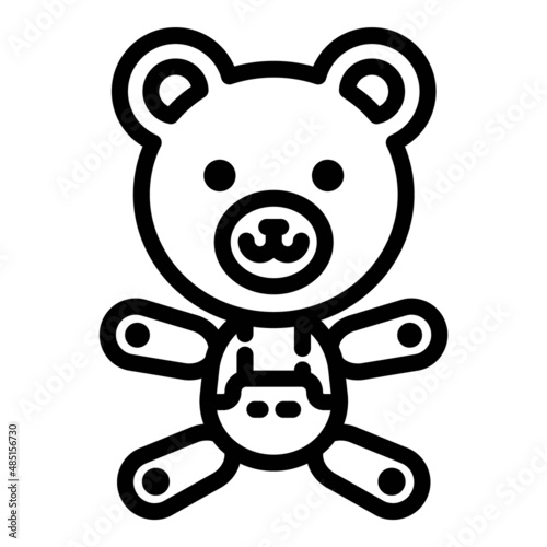 Fototapeta Naklejka Na Ścianę i Meble -  Teddy Bear Toy Flat Icon Isolated On White Background
