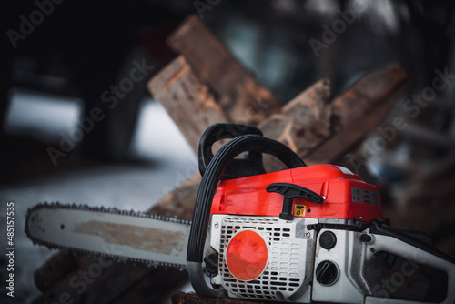 Wallpaper Mural chainsaw on wood Torontodigital.ca