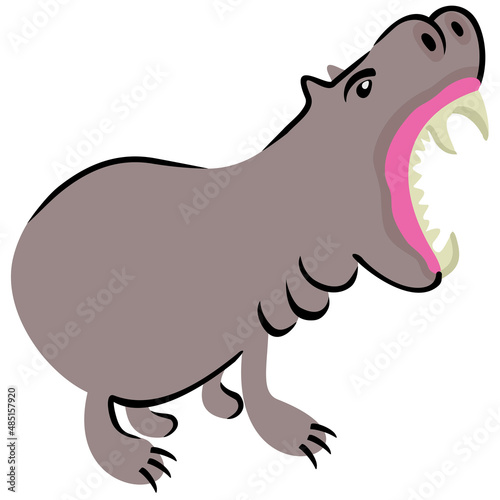 Vector isolated childish illustration of hippopotamus.