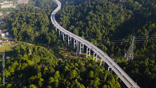 Footage of Rawang Serendah Highway or Rawang Bypass. A nature preserve green sustainable winding road Highway 2.7km length photo