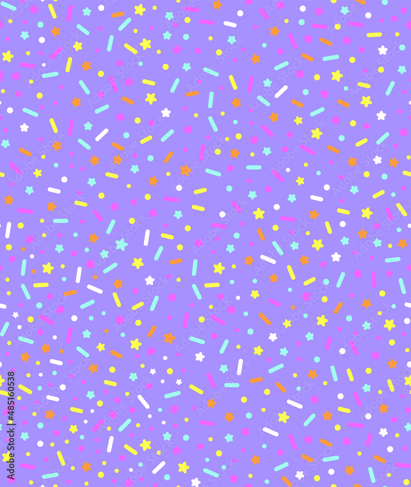 Pastel rainbow party confetti sprinkles for party wrapping paper celebration background.