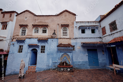 Blue city. Ancient architecture of old town Medina of Chefchaouen  Morocco. 19th of October 2018.