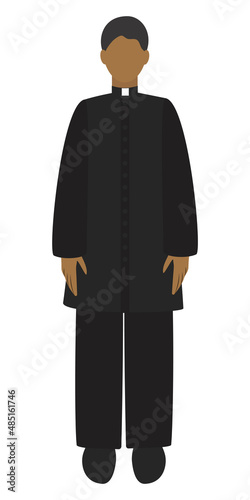 Priest in cassock with Roman collar Christian pastor Vector illustration Isolated on white background