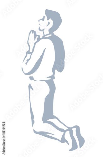 Wallpaper Mural Vector drawing. Adult praying man Torontodigital.ca
