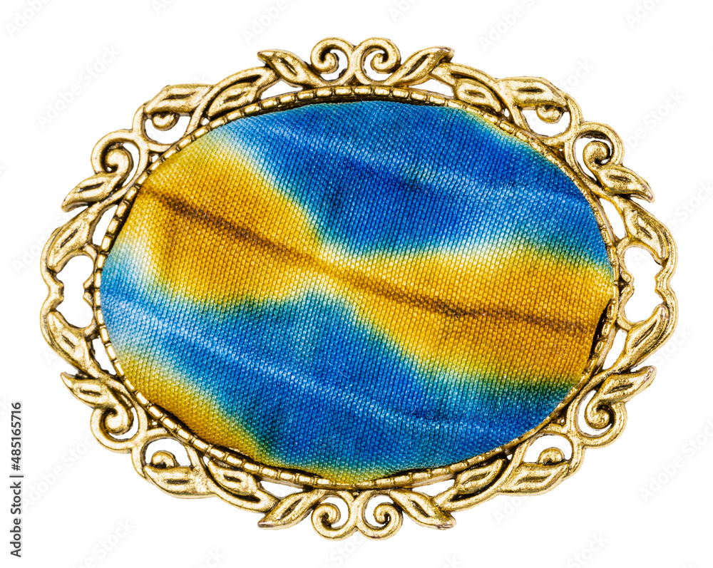 Fototapeta premium brass brooch with batik hand-painted silk insert