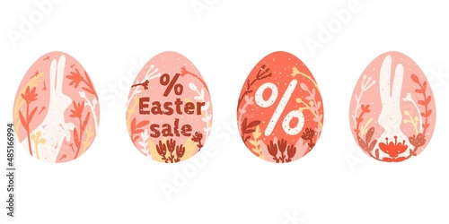 Easter rabbit. Happy Easter holiday banner template.