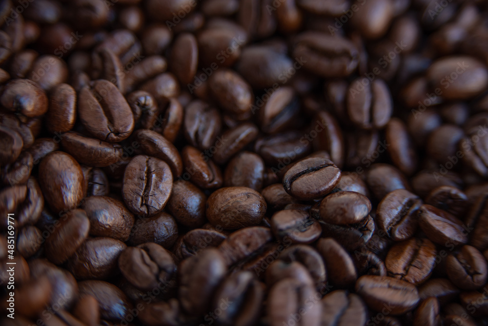 Freshly roasted and flavored coffee beans Freshly roasted and flavored coffee beans
